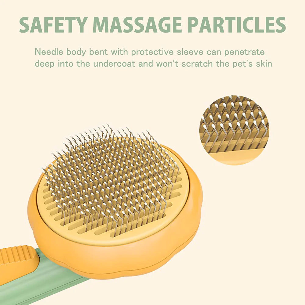 Spazzola a zucca per gatti – Pettine auto-pulente per rimuovere nodi e pelo in eccesso