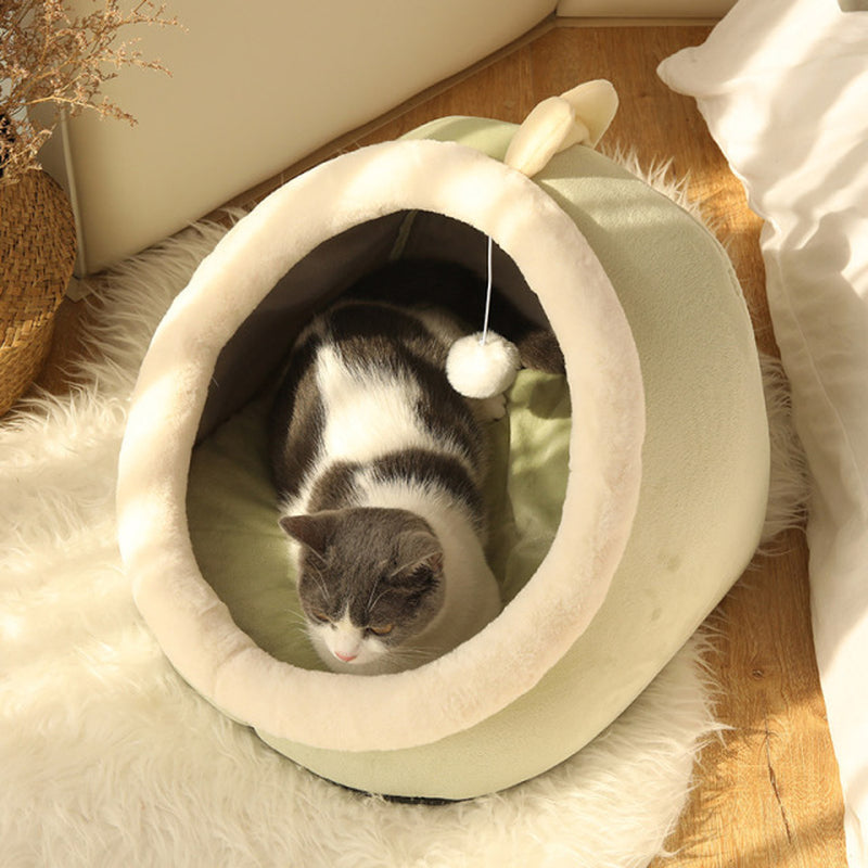 Cuccia morbida a grotta per gatti – Letto caldo e lavabile con cuscino, adatto anche a cani piccoli