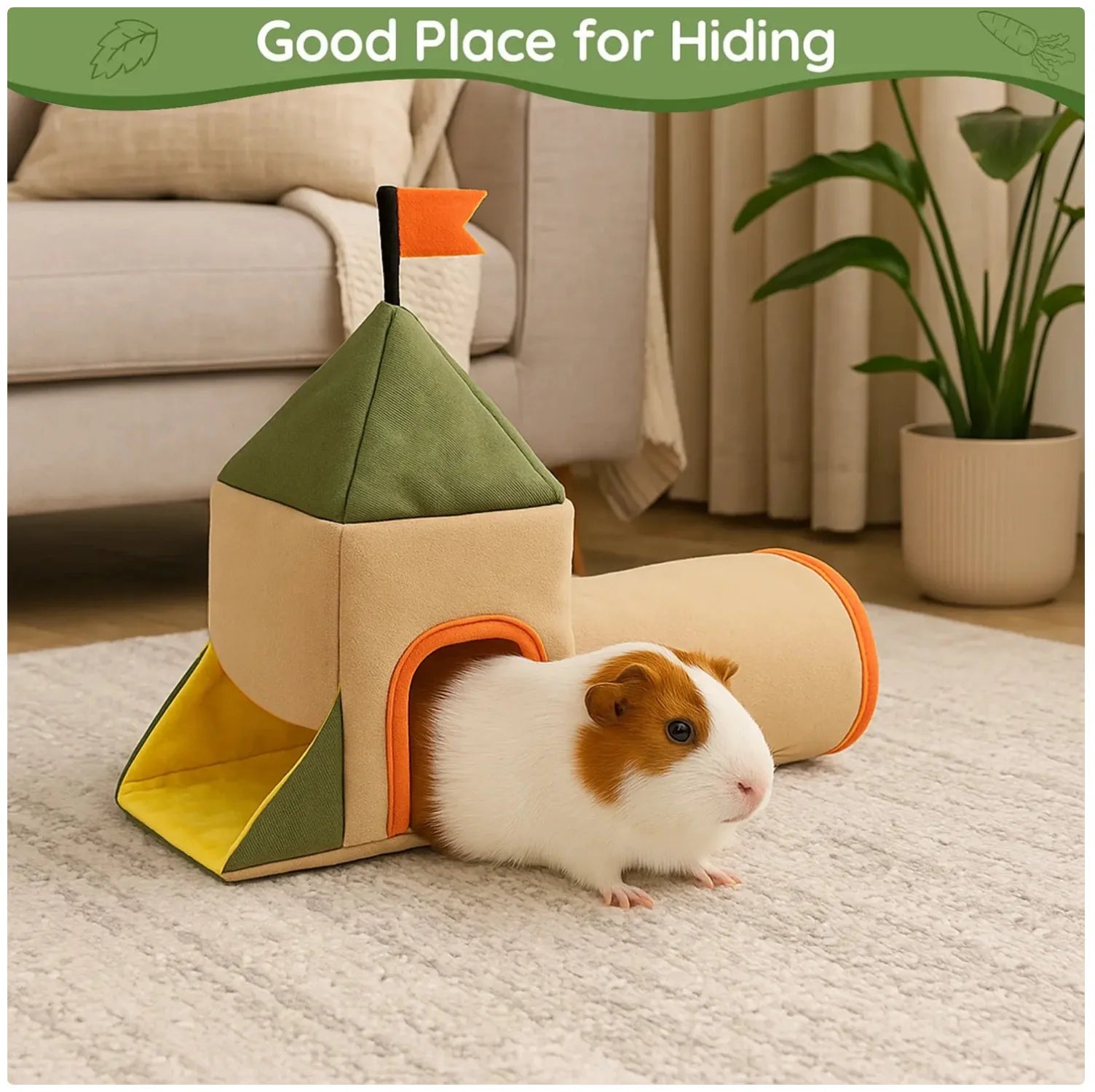 Tunnel a castello per animali – Ideale per porcellini d’India e piccoli roditori