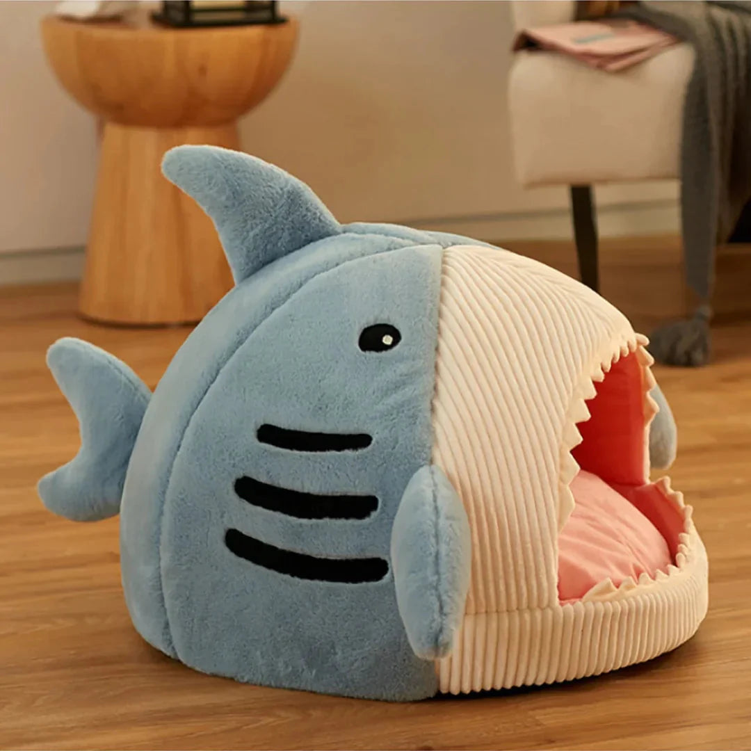Cuccia di lusso in peluche a forma di squalo