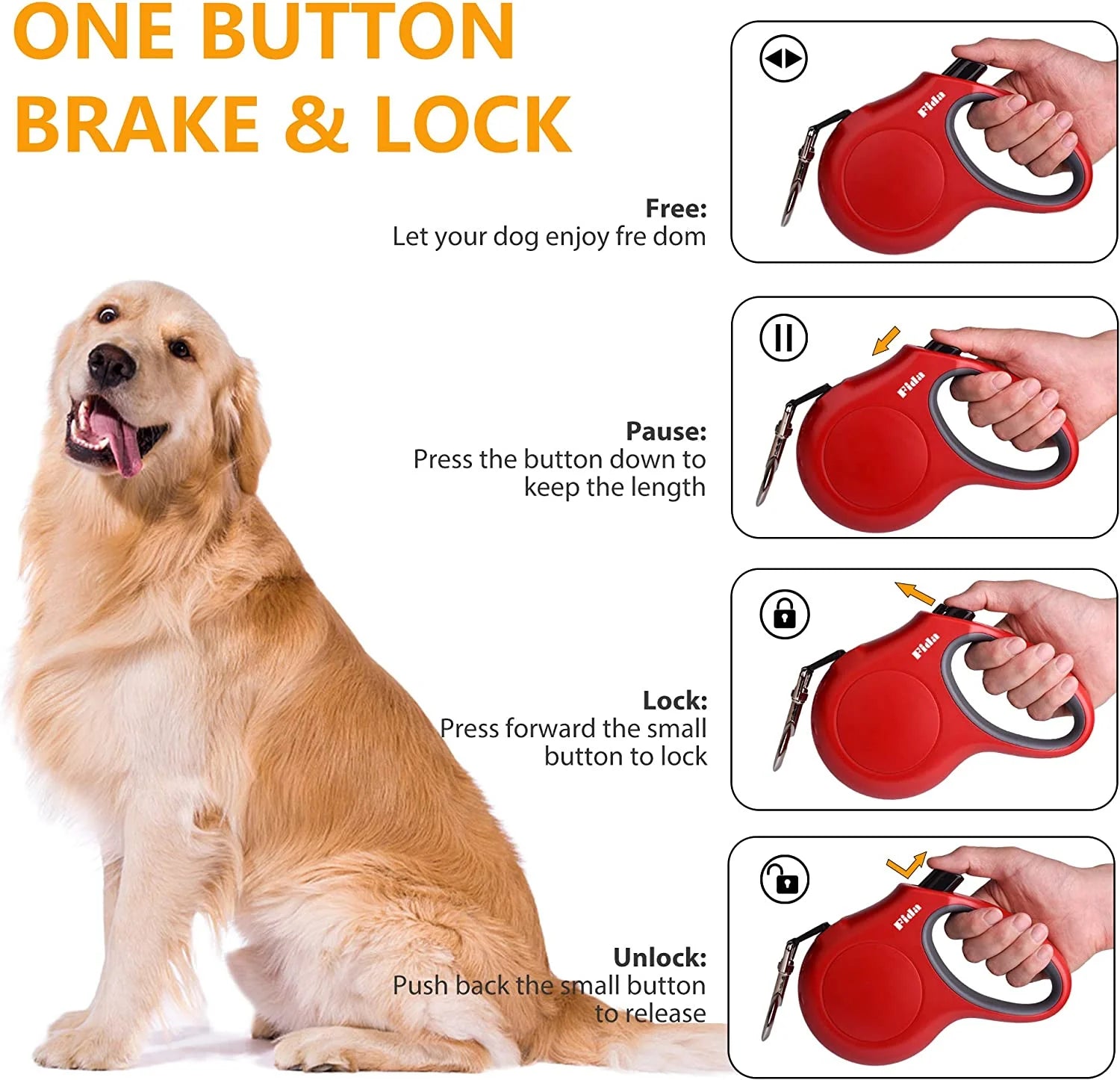 Guinzaglio retrattile 5 m con dispenser e sacchetti – Manico antiscivolo, nastro riflettente per cani e gatti fino a 20 kg